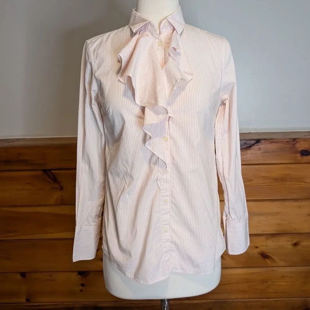 Banana Republic Light Pink Ruffle Button Down Shirt
